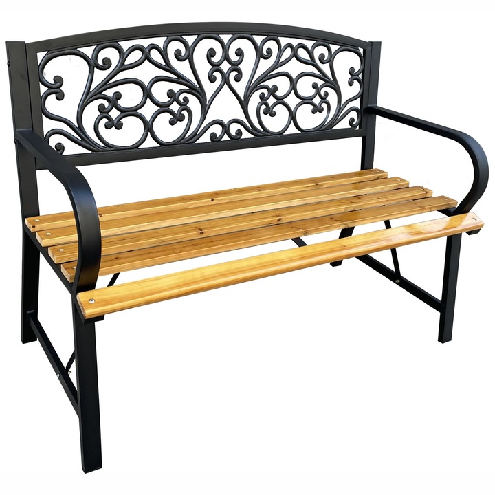 Kerti pad Nerina, Akord Bútorgyár, Fém/Fa, 118cm, Fekete/Bézs