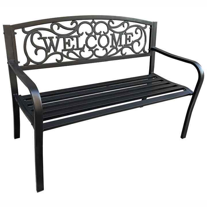 Banca de gradina Irys, Akord Furniture Factory, Metal, 127cm, Negru