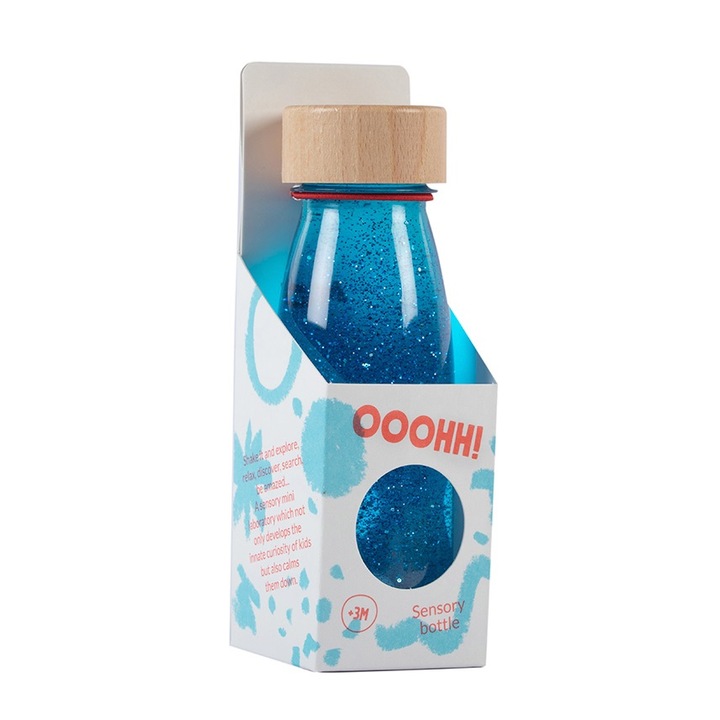 Комплект сензорни шишета Petit Boum, визуална стимулация, син