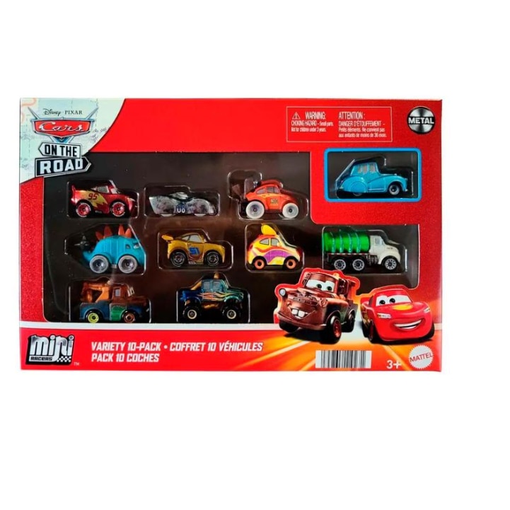 Set masinute Mattel, colectia Cars, 10 bucati, metal, 25.5x16