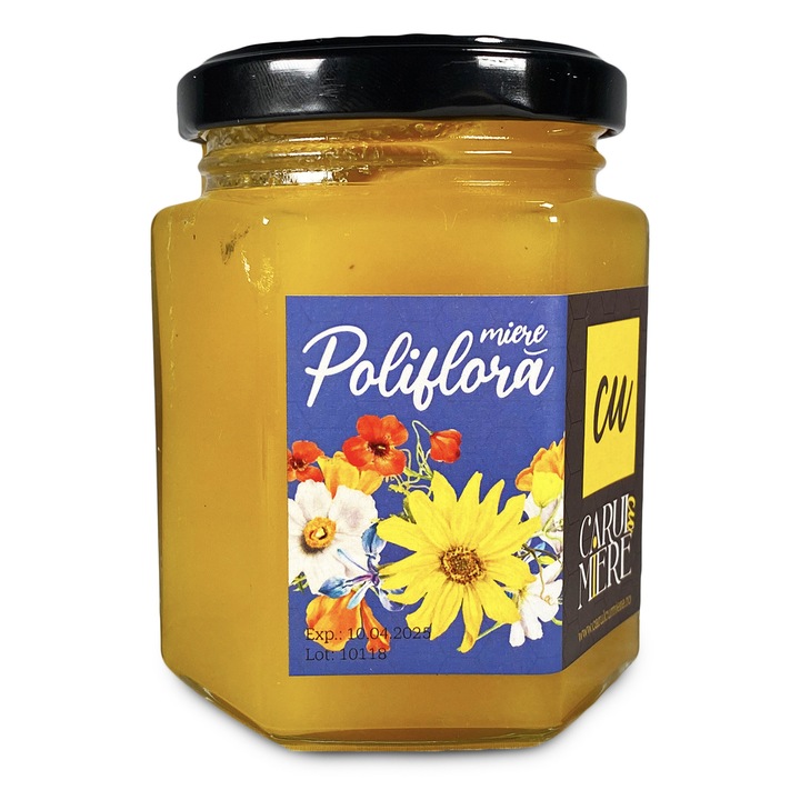 Miere de albine, Poliflora, cruda, Carul cu Miere, 260g, Carul cu Miere