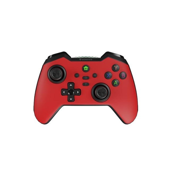 Gamepad Genesis, Mangan 400, vezeték nélküli, PC-hez/SWITCH-hez/MOBIL-hoz, 19 gomb, piros