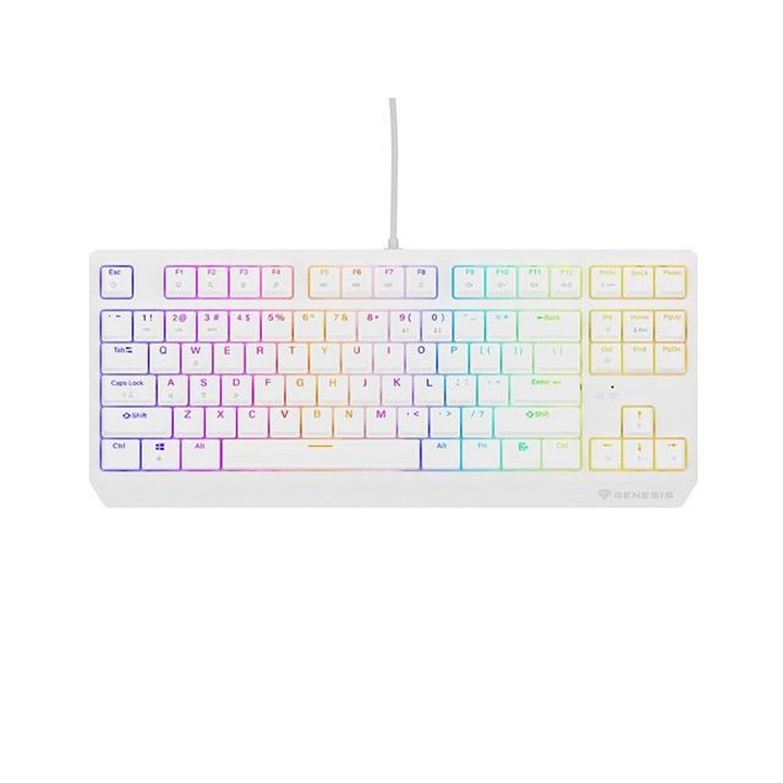 Клавиатура Genesis, Thor 230 TKL, Gaming, US, RGB, Бял