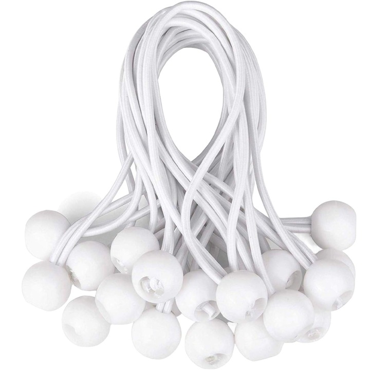 Комплект от 40 обтегачи за палатки Jormftte, силна еластичност, бели, 20 см