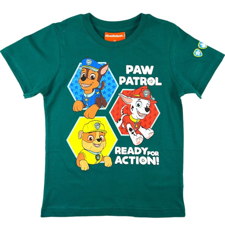 Paw Patrol póló, benzinzöld, 8/128-as méret