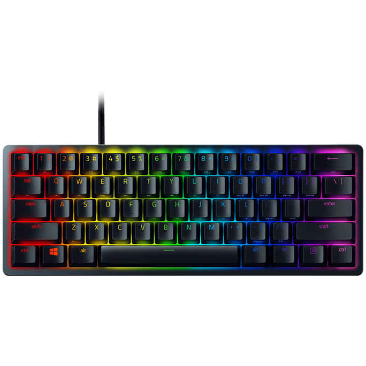 Клавиатура Huntsman V3 Pro Mini - US Layout, Gaming Keyboard, Analog Optical Switch Gen-2, 60% size, Razer Chroma™ RGB, Detachable Type C Cable, Doubleshot PBT Keycaps, 5052 Brushed Aluminum Alloy Top Case, Rapid Trigger Mode, Analog In RZ03-04990100-R3M1