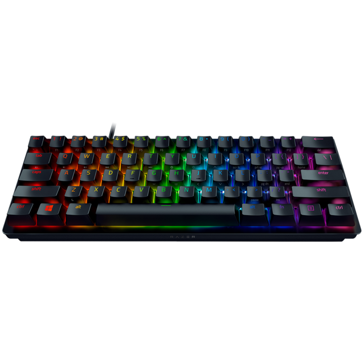 Клавиатура Huntsman V3 Pro Mini - US Layout, Gaming Keyboard, Analog Optical Switch Gen-2, 60% size, Razer Chroma™ RGB, Detachable Type C Cable, Doubleshot PBT Keycaps, 5052 Brushed Aluminum Alloy Top Case, Rapid Trigger Mode, Analog In RZ03-04990100-R3M1