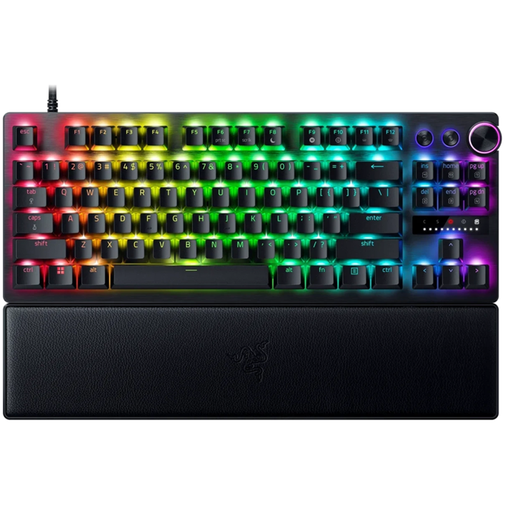 Клавиатура Razer Huntsman V3 Pro Tenkeyless, Gaming keyboard, Analog Optical Switch gen2, Razer Chroma RGB, Magnetic Firm Leatherette Wrist Rest, Multi-function Dial with 3 dedicated button, Detachable Type C Cable, 1000 Hz Polling Rate RZ03-04980100-R3M1