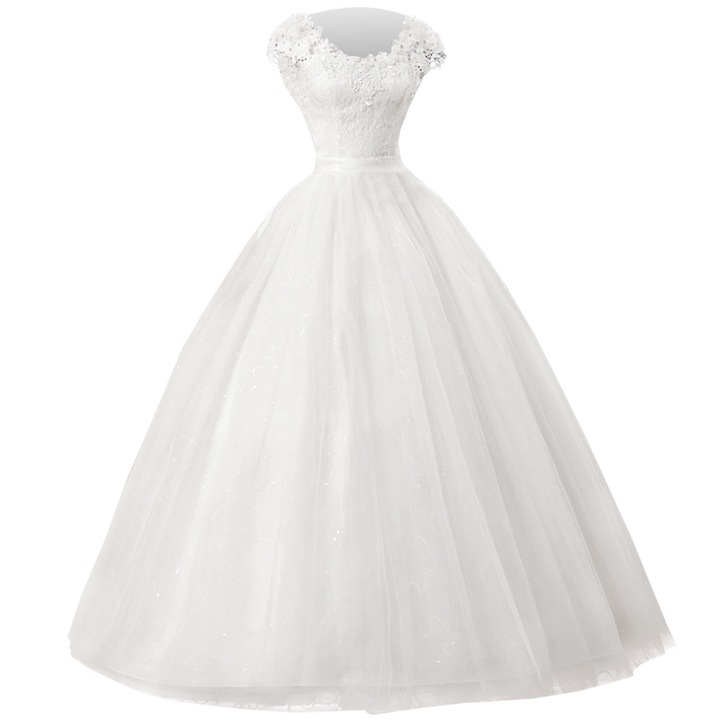 Rochie de mireasa, cu aplicatii de dantela, marimea M