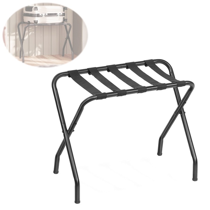 Suport pentru bagaje, stand hotel pentru trolere, portabil, pliabil, metal