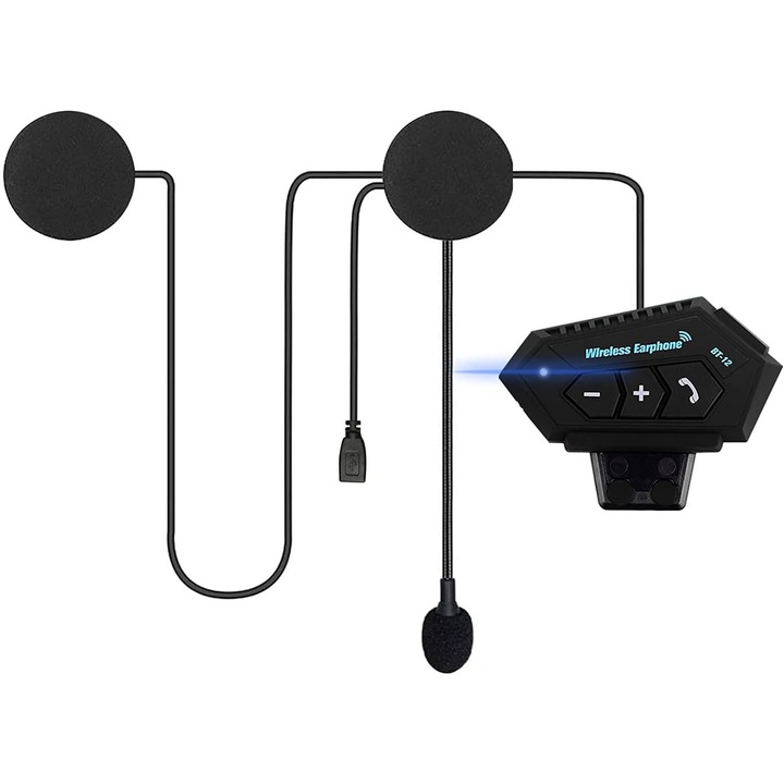 Motoros sisakbeszélő rendszer, Bluetooth 5.0EDR, 500 mAh, intelligens zajcsökkentés, automatikus válasz támogatása