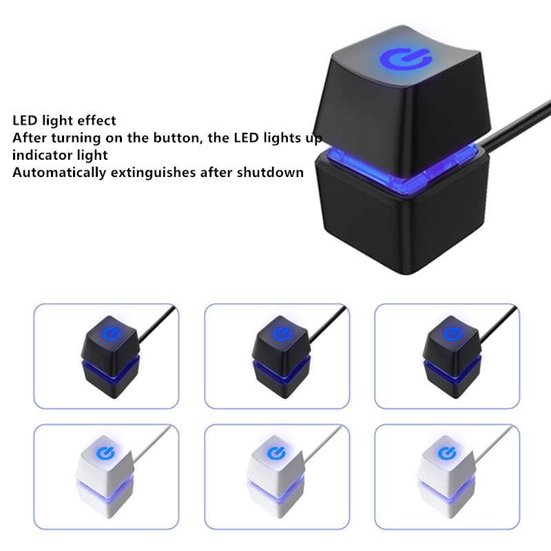 Buton On/Off PC, LED, 7 culori, Stop-Start Desktop, gaming, ABS, Negru ...