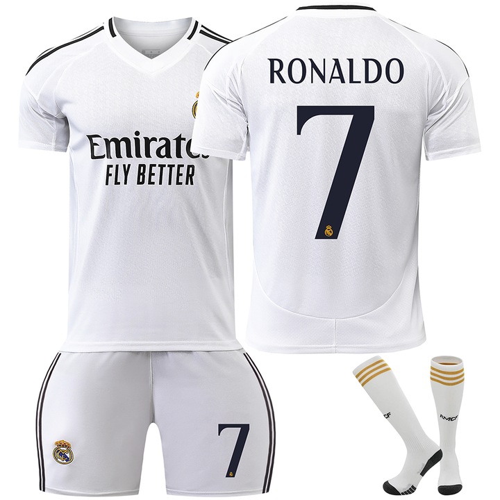 Мъжки спортен екип Real Madrid Ronaldo, Полиестер, 160-170, Бял, Бял