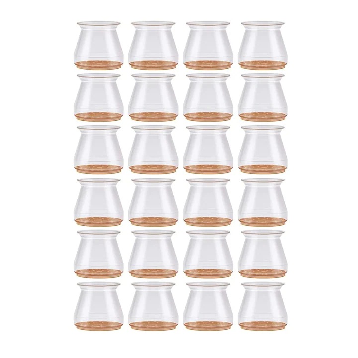 Set 24 protectii picioare mobila, Silicon, Transparent