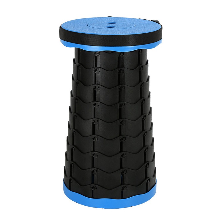 Összecsukható teleszkópos szék, AEWOYAD, kinyújtott magasság 45 cm, támaszték 180 kg, kék