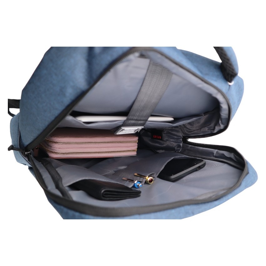 Rucsac pentru laptop cu mufa USB 1112, 43x31x15cm, blue