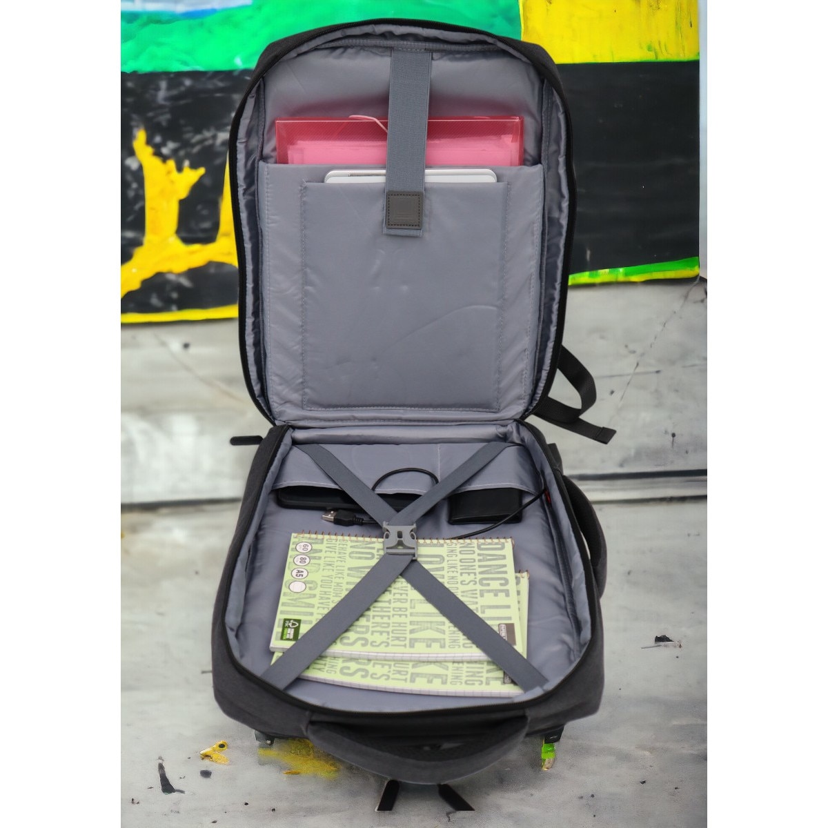 Rucsac multifunctional pentru laptop si tableta, port USB, 43x31x17cm, 1129, gri