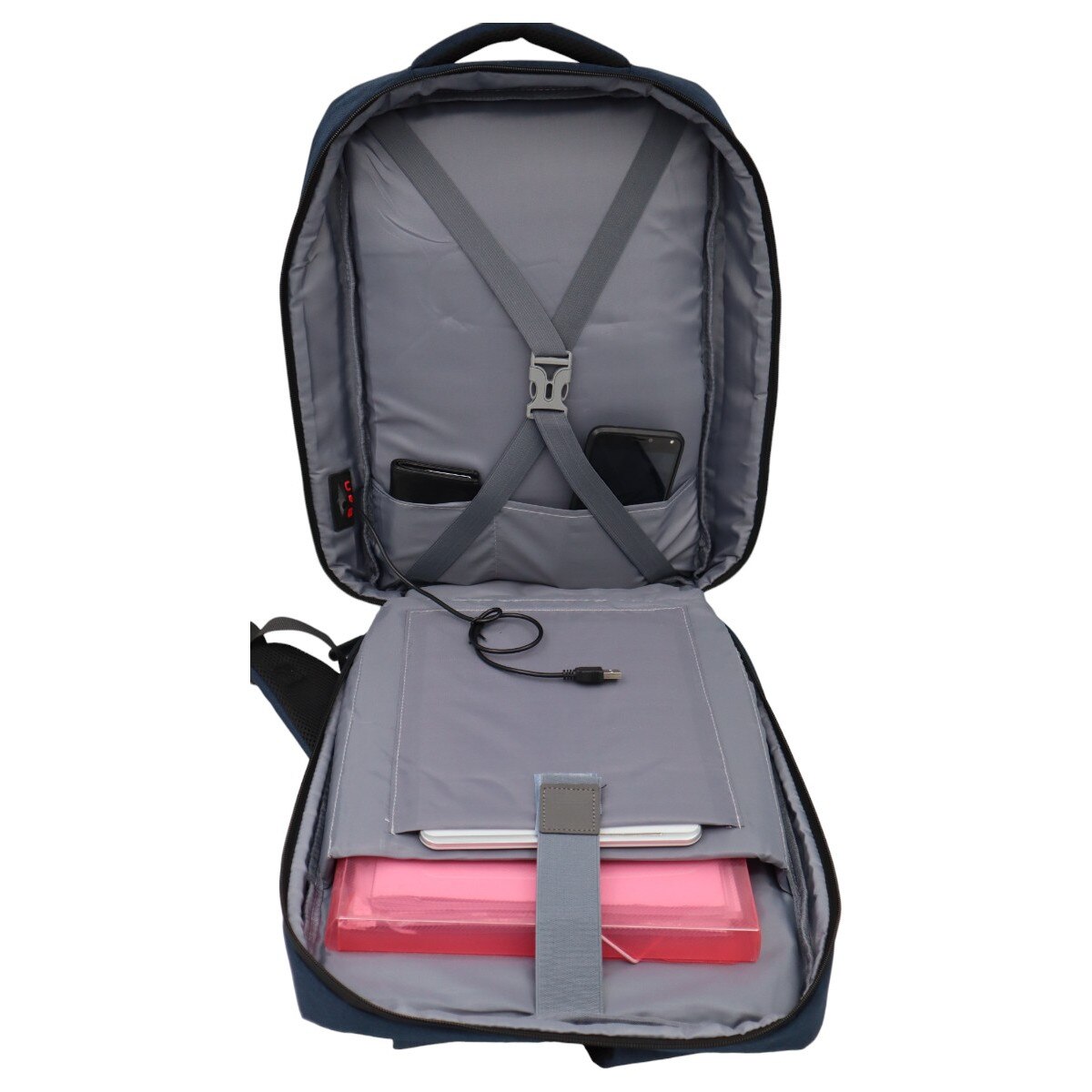 Rucsac multifunctional pentru laptop si tableta, port USB, 43x31x17cm, 1129, blue