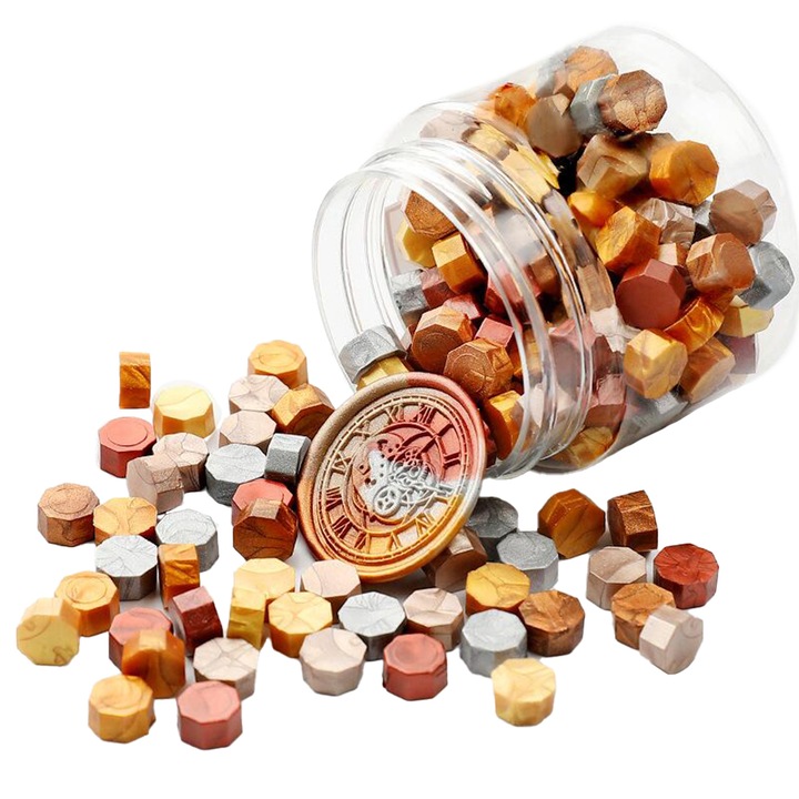 Комплект восък за декоративни печати 180 части бързосъхнещ сребрист/златен/червен