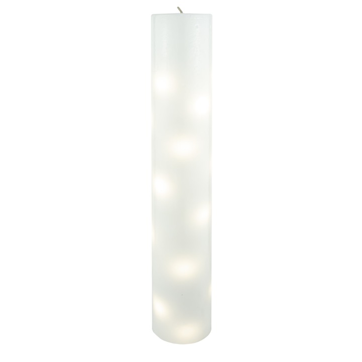 Lumanare led nunta, botez, FABRICA DE LUMANARI GHIOROC, aromata, alba, rotunda, 40 cm inaltima, 7 cm diametru