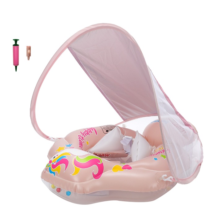 Topgearworld® baba úszógyűrű, vállpántok és hastámasz, 4,5-9 kg-ig (S), rózsaszín