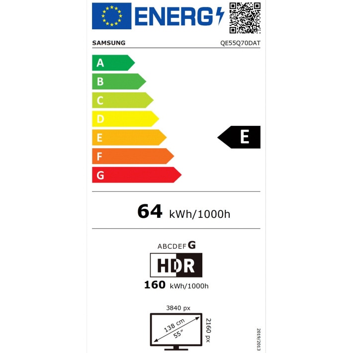 Televizor SAMSUNG QLED 55Q70D, 138 cm, Smart, 4K Ultra HD, 100 Hz, Clasa E