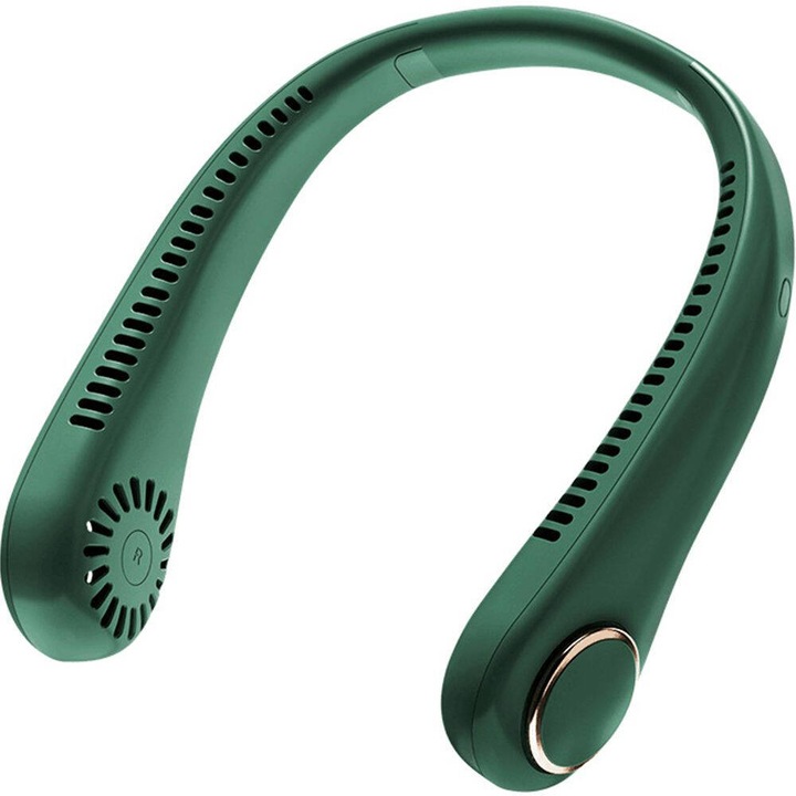 Állítható hordozható ventilátor, 3 sebesség, mini hordozható, nyaki pozíció, 2000 mA, USB töltés, HOKRETME, zöld