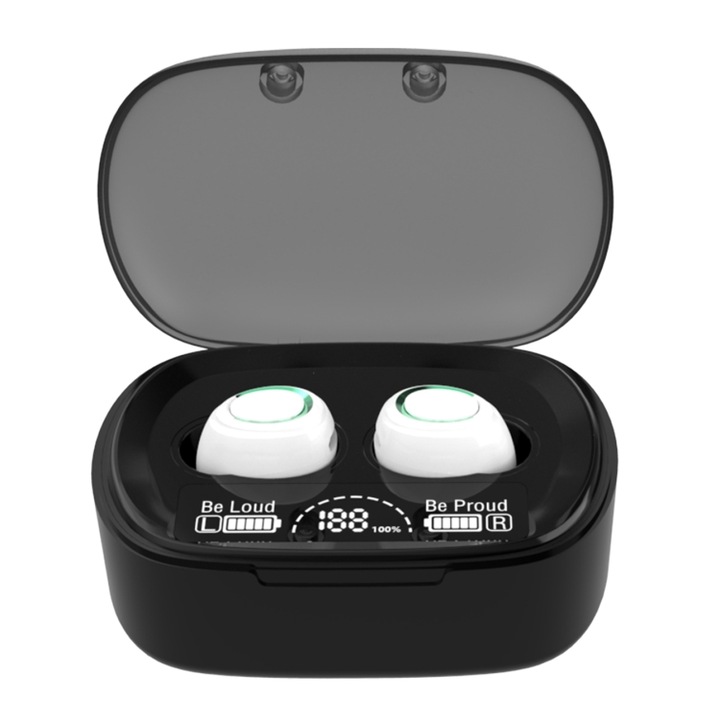 Casti Bluetooth wireless, MD06 Mini In-Ear TWS, Control tactil, rezistenta la apa IPX3, izolare fonica, Bluetooth V5.1, Alb