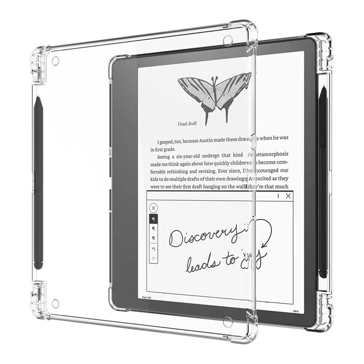 Husa protectie Pentru Amazon Kindle Scribe 2022 10.2 inch, cu suport pentru stilou, TPU, Transparent