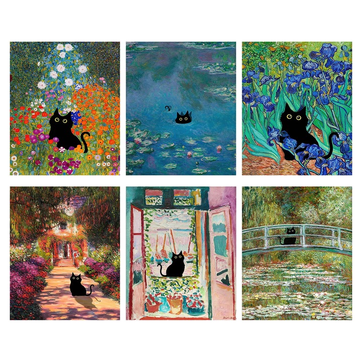 Комплект от 6 картини, A ART·ZONE, Платно, 20x25см, Многоцветни