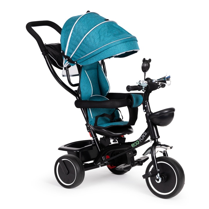 Детска триколка, ECOTOYS, въртяща се седалка на 360, 96x84x49 см, синьо/черно