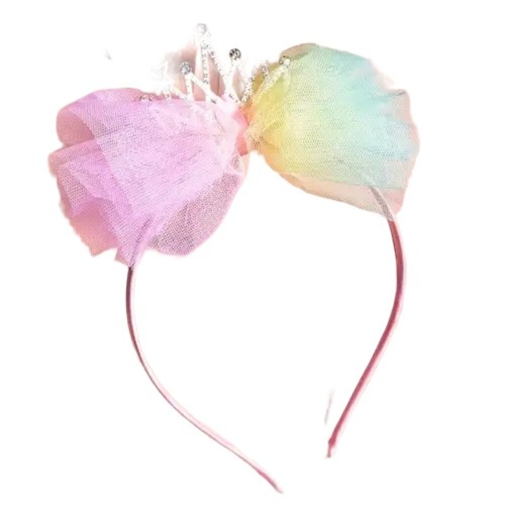 Bentita printesa cu model argintiu si tul multicolor