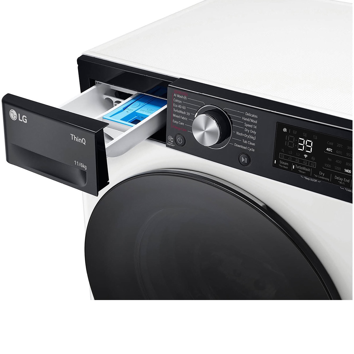 Masina spalat rufe cu uscator LG F4DR711S2H, Spalare 11 kg, Uscare 6kg, 1400 rpm, Clasa D, Turbo Wash, Wi-Fi, Autodose,Alb