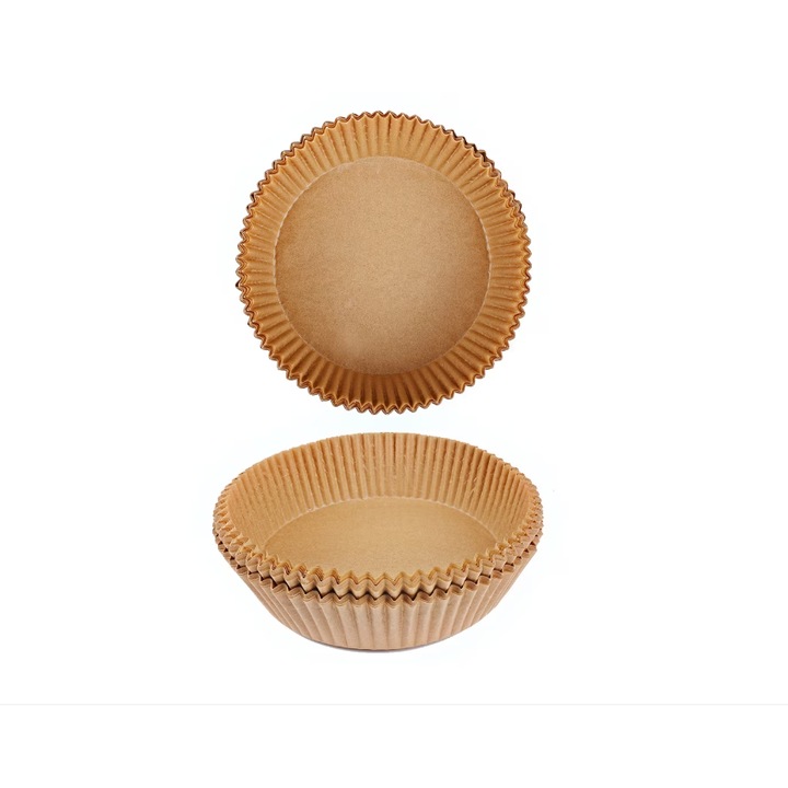 Set 50 hartii de copt pentru AirFryer, Rotund, 20cm, Maro