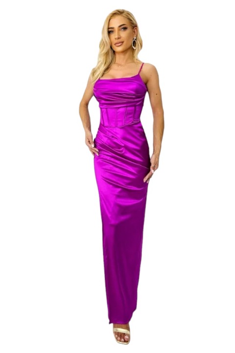 Elegáns női ruha fűzővel, hosszú, lila univerzális méretű sm