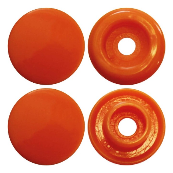 Capse plastic textile diametru 12.4 mm, finisaj lucios, 30 perechi, BabySnap, culoare light orange