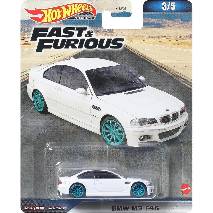 Masinuta Hot Wheels Premium, Fast & Furious, BMW M3 E46, 1:64, Alb