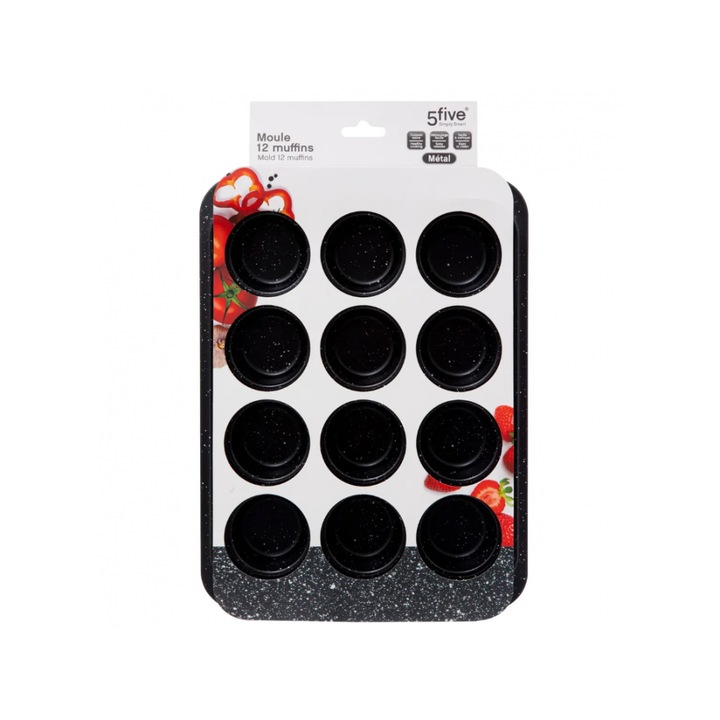 Tálca 12 Caractere muffinhoz, szénacél, 33 x 24 x ma 3,8 cm