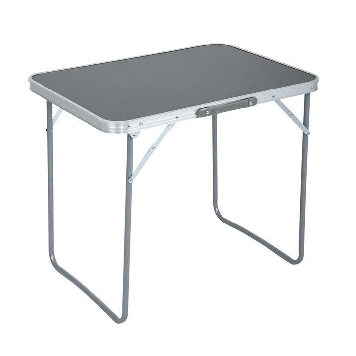 Masa camping Ares, Akord Furniture Factory, Aluminiu/MDF, Pliabila, 70x50cm, Gri/Argintiu