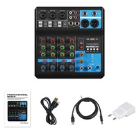 Mixer audio profesional, JESWO®, 5 canale, 16 efecte DSP, 48 ​​V, Bluetooth, Monitorizare in timp real, Negru