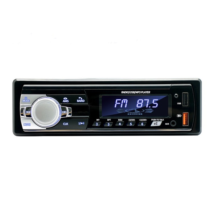 Автомобилно радио MP3 плейър, JESWO, Bluetooth връзка, AUX, AM/FM радио, 4x60W, Дистанционно управление, Черен