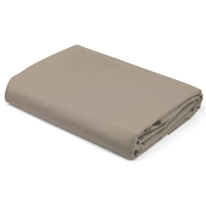 Cearceaf cu elastic Detexpol Pure Collection, bumbac satinat, bej, 160x200+25cm