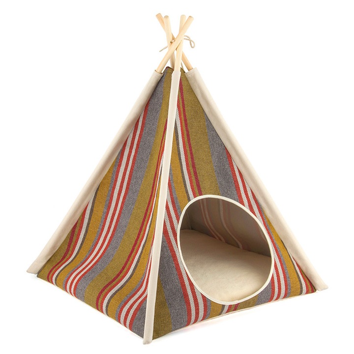 Cort pentru pisici si catei P.L.A.Y. Teepee Horizon, Woodland 63x63x74 cm
