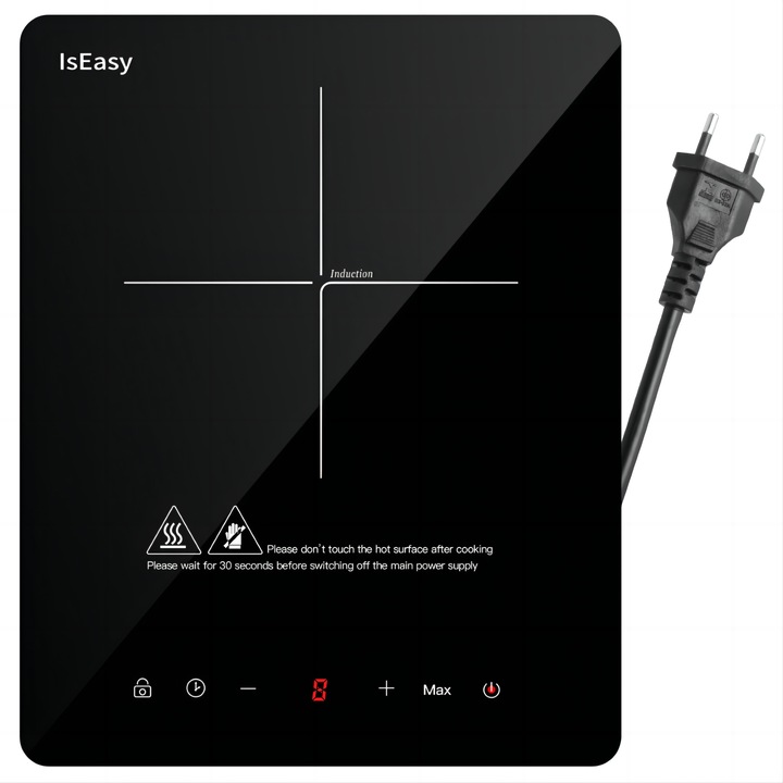 Plita incorporeabila IsEasy 1822001eMAG, Inductie,2100W,1 zone de gatit, Touch control, Sticla neagra