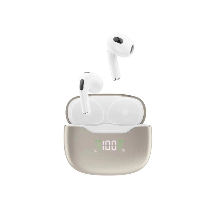 Безжични слушалки Dudao U15N, Bluetooth 5.1, LED, бели/златист