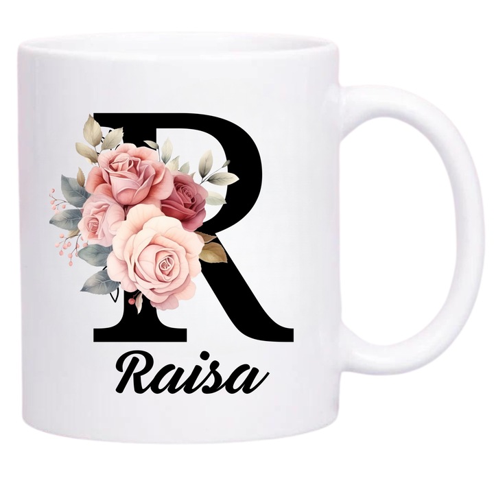 Cana ceramica, personalizata cu nume si trasaturi de personalitate, Raisa, 330 ml