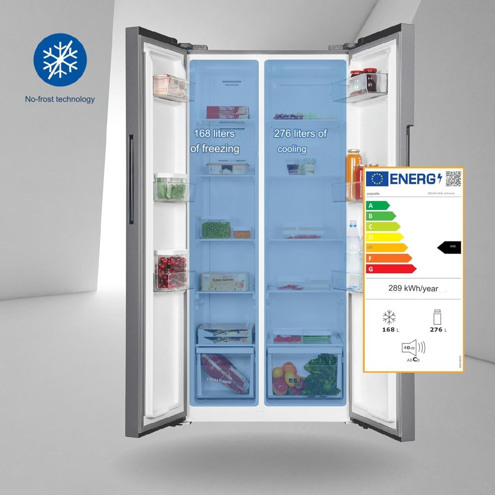 Frigider side by side, Exquisit, capacitate 444 litri, H 178.9 cm
