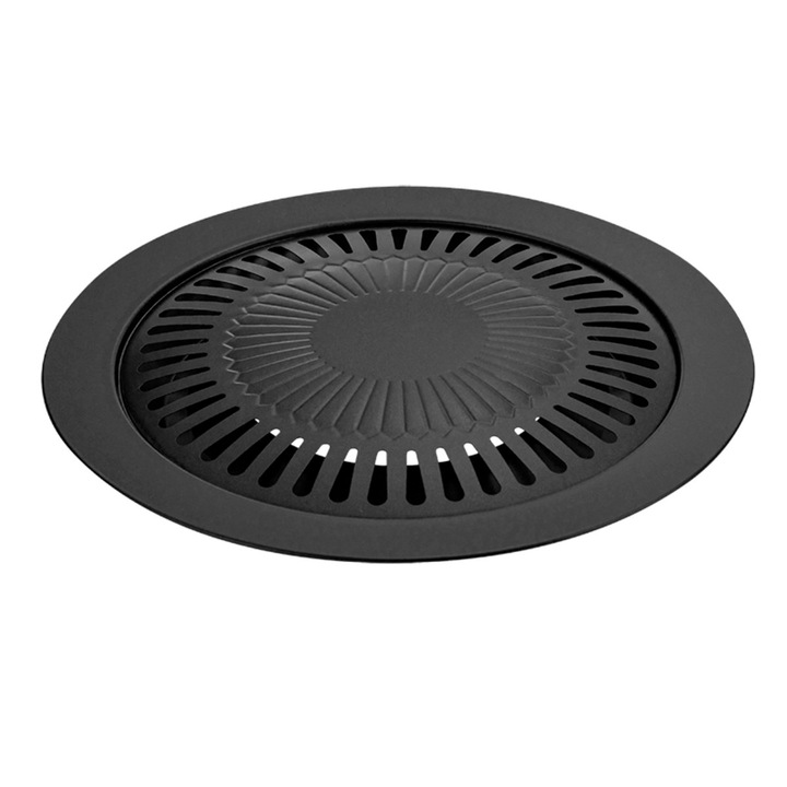 Решетка за печка, незалепваща, с опора за оттичане на мазнина, кръгла, диаметър 32 см, 24557, черна
