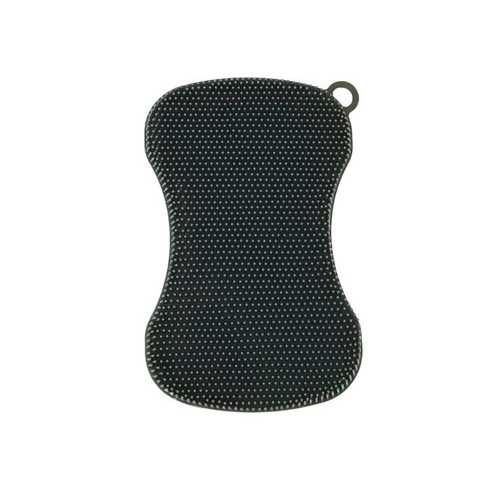 Burete din silicon pentru spalare, multifunctional, dimensiuni 130 x 81 x 9 mm, forma perna, 41749, gri 1