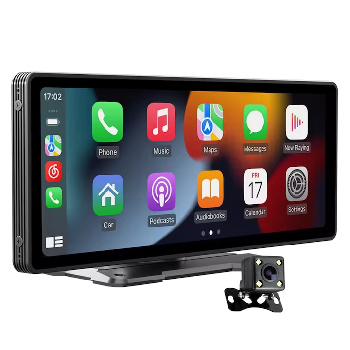 Navigatie Auto Multimedia Evolve-x®, Display 10.26 inch, Apple Carplay si Android Auto wireless, Bluetooth, Touchscreen, Screen Mirroring, Camera marsarier inclusa, negru